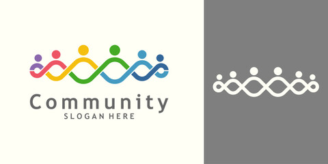 Six People logo design. Concept of Teamwork and Great work with infinite design vector illustration