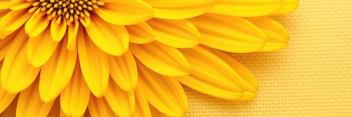Close-up of bright yellow flower petals on beige textured background, , texture, close-up photography