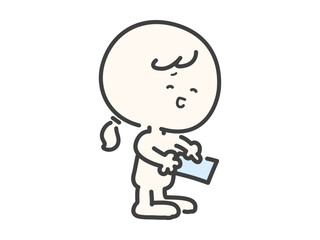 書類のミスを見つけたことを伝えるシンプルでかわいい人物のベクターイラスト素材