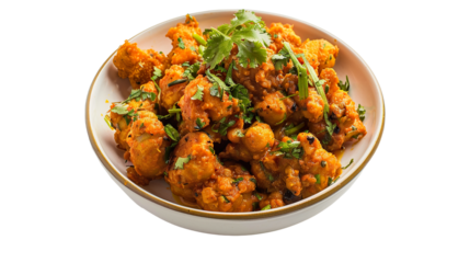 Aloo Gobi isolated on transparent background, PNG