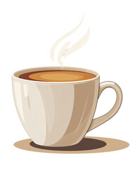 Obraz premium Hot coffee steaming in a ceramic mug, perfect for a cozy breakfast