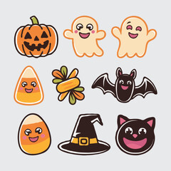 Obraz premium Halloween icon set collections with white background