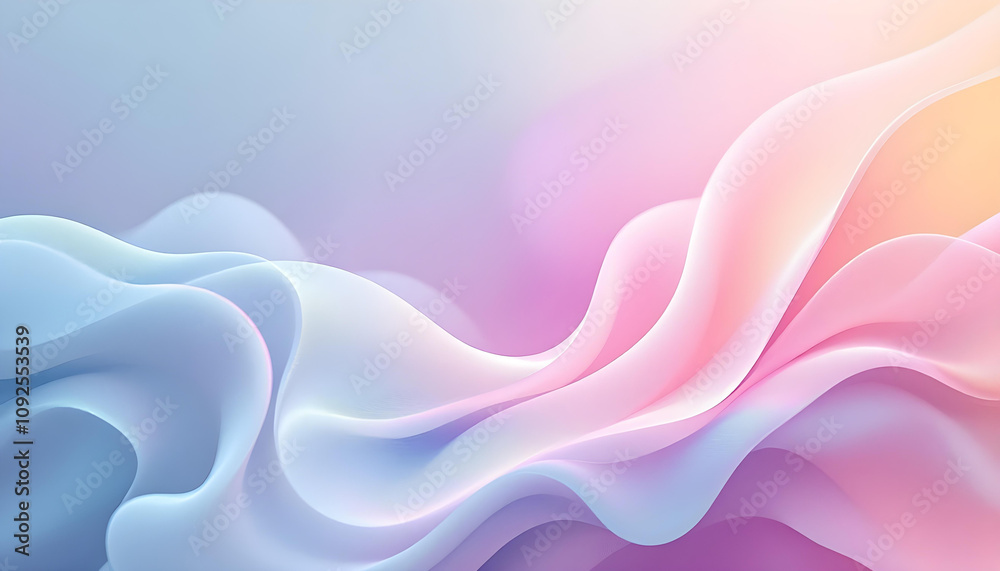 Poster abstract background with smooth, flowing lines in iridescent blue and pink hues. a colorful, flowing