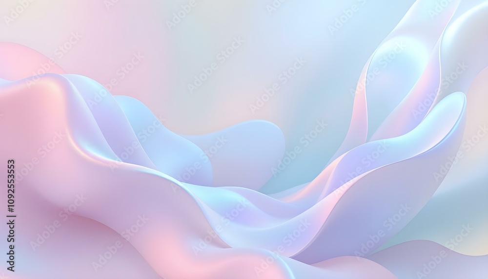 Poster abstract background with smooth, flowing lines in iridescent blue and pink hues. a colorful, flowing