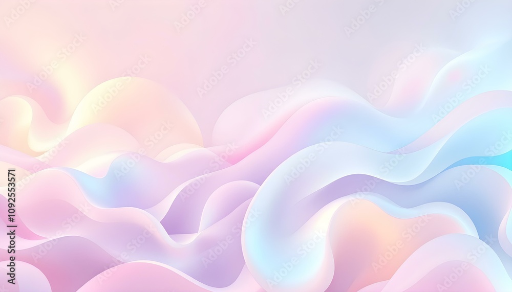Poster abstract background with smooth, flowing lines in iridescent blue and pink hues. abstract iridescent