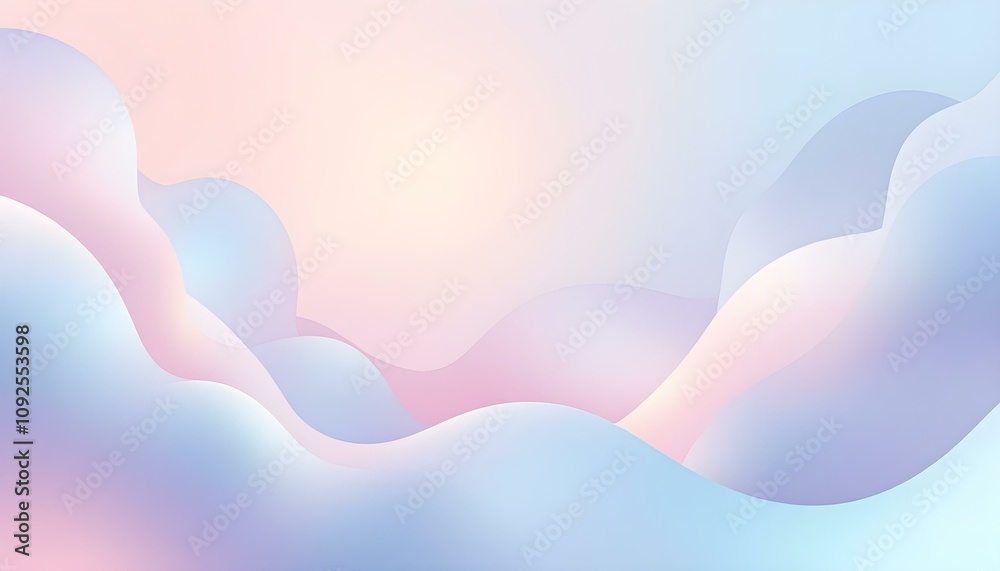 Poster abstract background with smooth, flowing lines in iridescent blue and pink hues. abstract iridescent
