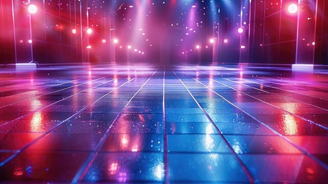 A disco, dance floor, club, party, audio, speaker.