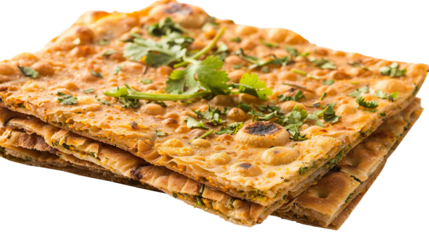 Aloo paratha isolated on transparent background, PNG
