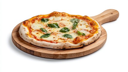 Freshly Baked Margherita Pizza on Wooden Board