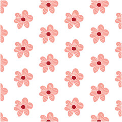 Fototapeta premium Flowers pattern on white background. Plant floral botany background for fabric, print, websites, fashion, wallpapers.