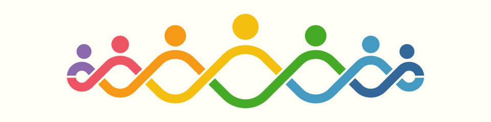 Seven People logo design. Concept of Teamwork and Great work with infinite design vector illustration