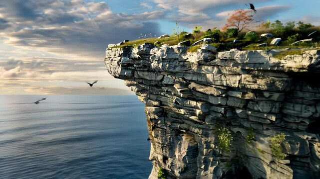 high cliff rocks Footage 4K