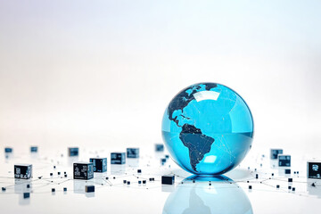 Global network connectivity digital world scientific visualization abstract environment close-up view technology concept