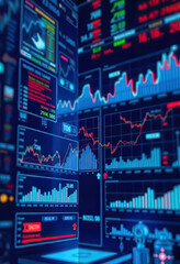 Data analysis trends business intelligence dashboard digital technology interactive environment close-up view visual insights for growth