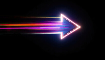 Dynamic neon arrow movement digital space graphic design abstract environment futuristic viewpoint speed concept