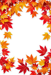 Fototapeta premium Vibrant autumn leaves frame nature decorative element minimalist style overhead view seasonal change