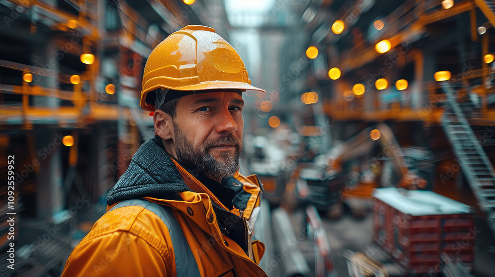 Poster engineer in a large construction site.