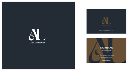 Letters A L  Joint logo icon with business card vector template.
