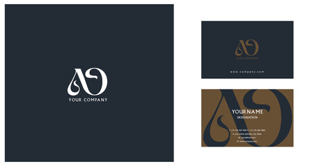 Letters A O  Joint logo icon with business card vector template.