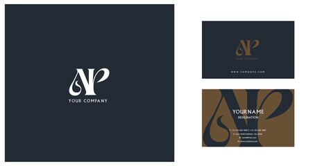 Letters A P  Joint logo icon with business card vector template.