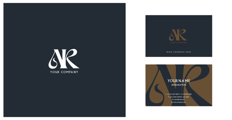 Letters A R  Joint logo icon with business card vector template.