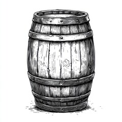 Obraz premium Detailed illustration of a rustic wooden barrel, showcasing its natural texture and craftsmanship.