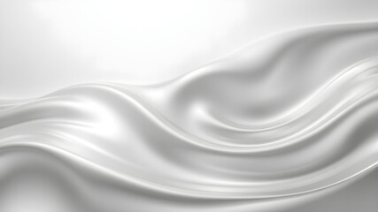 A soft, flowing white fabric, creating elegant waves and curves against a white background.