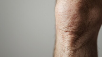 Naklejka premium Psoriasis a close-up view of skin on the knee in autoimmune context
