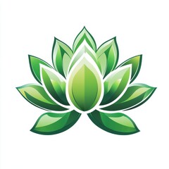 Stylized green lotus flower design representing tranquility and growth.