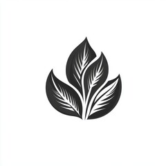 Fototapeta premium Stylized black and white leaf illustration, showcasing elegant, curved shapes and intricate details.