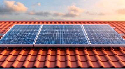 Innovative Solar Roof Tiles Enhancing Energy Efficiency for Sustainable Living and Modern Homes Today. Energy Stock, Renewable, Sustainable Concept