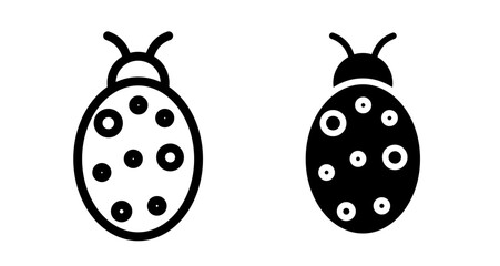 Ladybug Icon set in black filled and line.