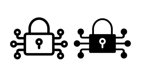 Encryption Icon set in black filled and line.