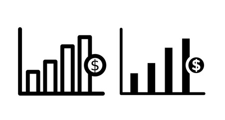 Business growth Icon set in black filled and line.