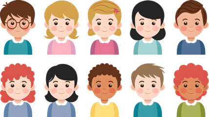 Icons on png background. Children on transparent background. Illustration
