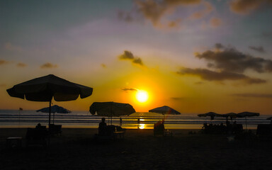 sunset on the beach, seminyak bali
