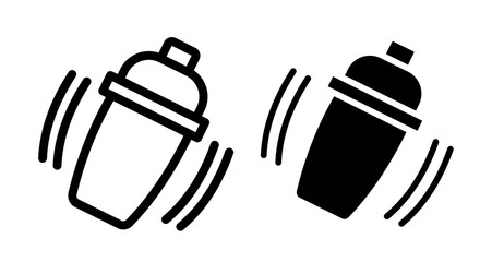 Bar shaker Icon set in black filled and line.