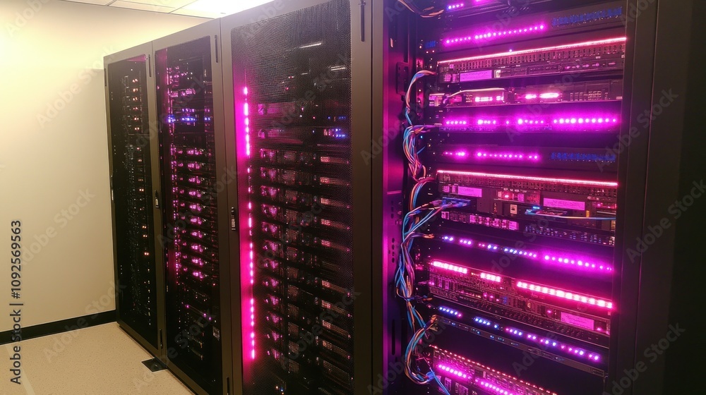 Aufkleber Illuminated Server Racks In A Modern Data Center