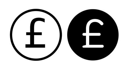Pound Icon set in black filled and line.