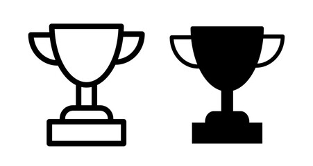 Trophy cup Icon set in black filled and line.