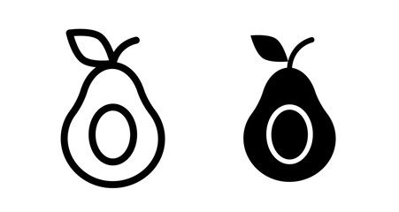 Avocado Icon set in black filled and line.