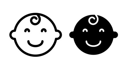 Baby Icon set in black filled and line.
