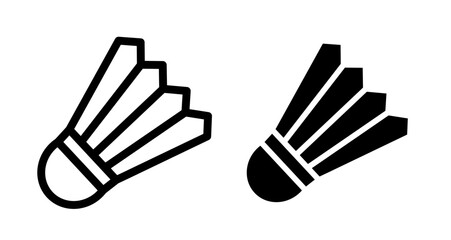 Shuttlecock Icon set in black filled and line.