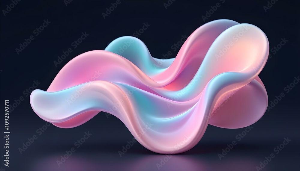 Aufkleber Abstract colorful gradient design on black background, fluid iridescent holographic curved wave in motion wallpaper. Abstract fluid iridescent holographic curved wave in motion colorful gradient 