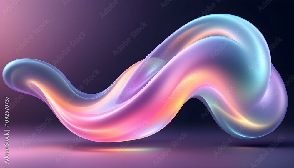 Poster Abstract colorful gradient design on black background, fluid iridescent holographic curved wave in motion wallpaper. Abstract fluid iridescent holographic curved wave in motion colorful gradient 