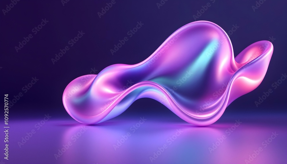 Aufkleber abstract colorful gradient design on black background, fluid iridescent holographic curved wave in m