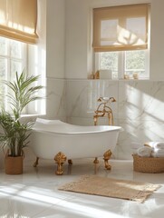 Elegant Freestanding Clawfoot Bathtub in Luxurious Bathroom