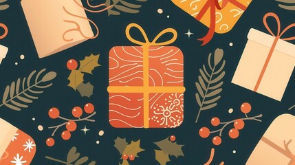 Colorful gift boxes and decorative elements celebrating festive occasions, perfect for holiday-themed designs.