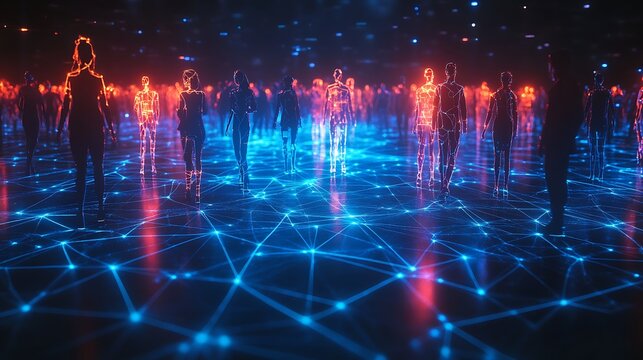 Digital connectivity event virtual space graphic art futuristic network concept