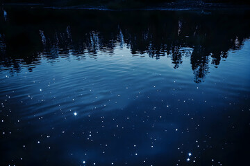 Starry night sky reflected in a serene body of water. 4k image
